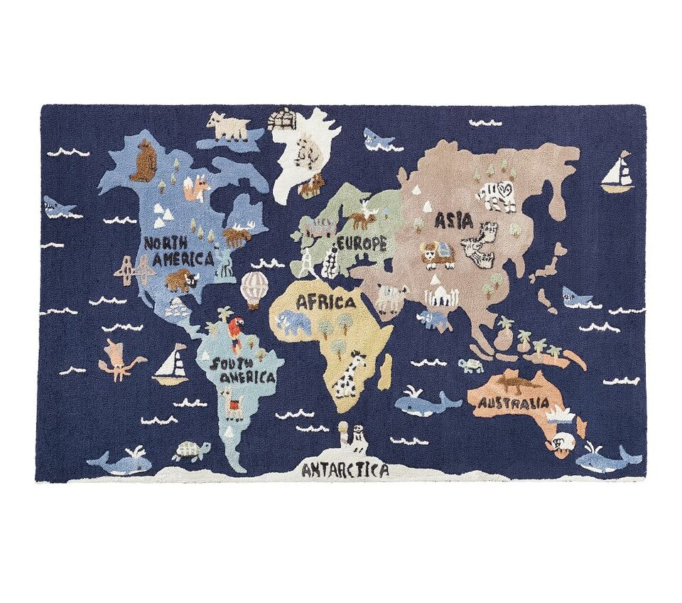 3-D Activity World Map Play Rug