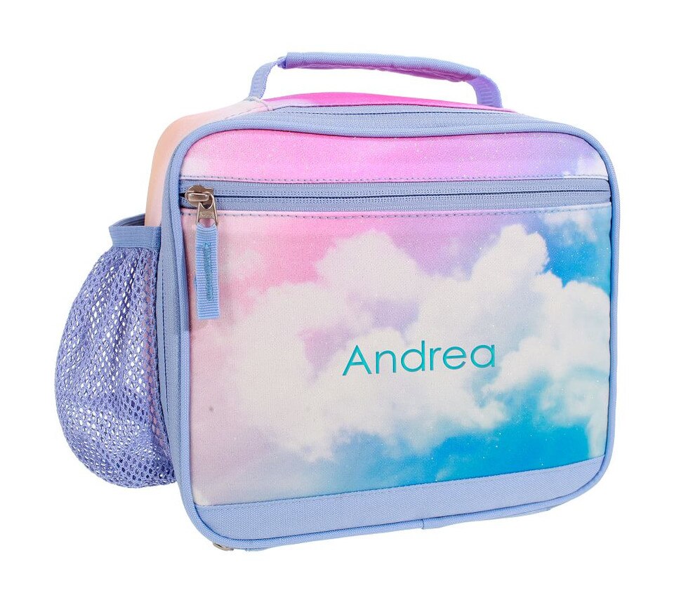 Mackenzie Rainbow Clouds Glitter Lunch Box