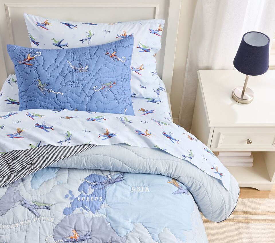 Airplane Map Bedspread & Pillowcases