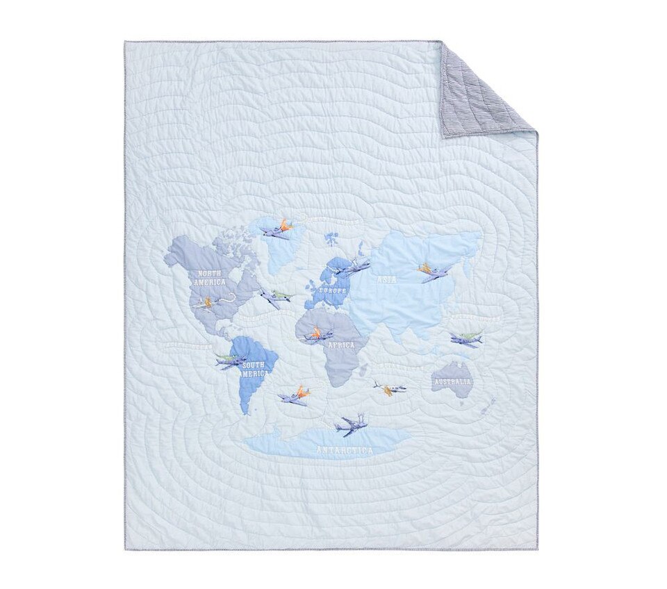 Airplane Map Bedspread & Pillowcases