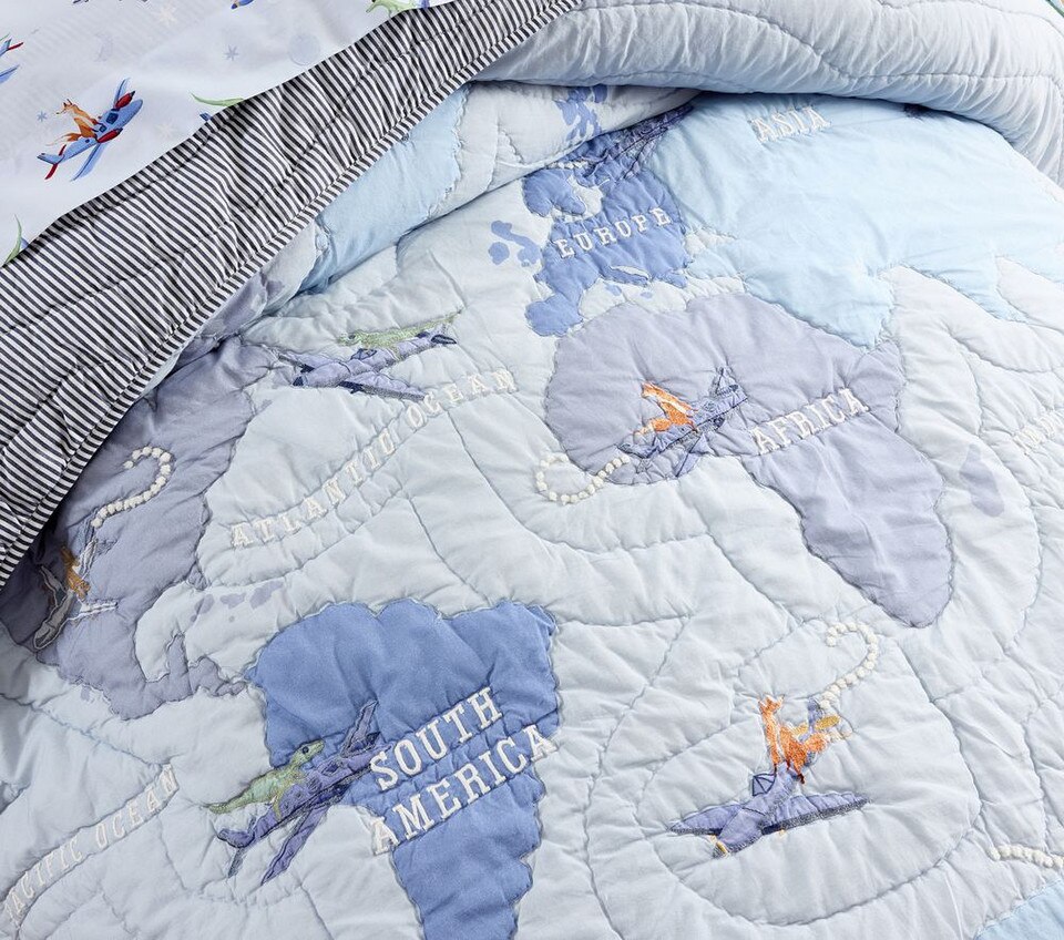 Airplane Map Bedspread & Pillowcases