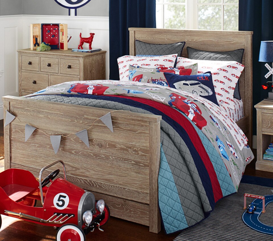 Blocked Stripe Quilted Bedspread, Red