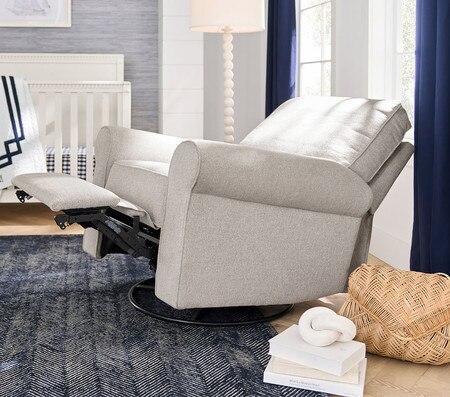 CHITA Recliner Slim Swivel Glider Rocking Chair With USB For Living Room Fabric In Dove