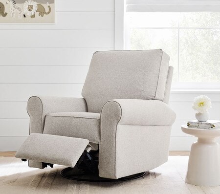 CHITA Recliner Slim Swivel Glider Rocking Chair With USB For Living Room Fabric In Dove