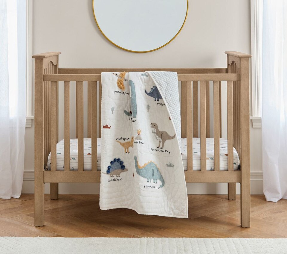 Dillon Dino Stripe Organic Cot Fitted Sheet