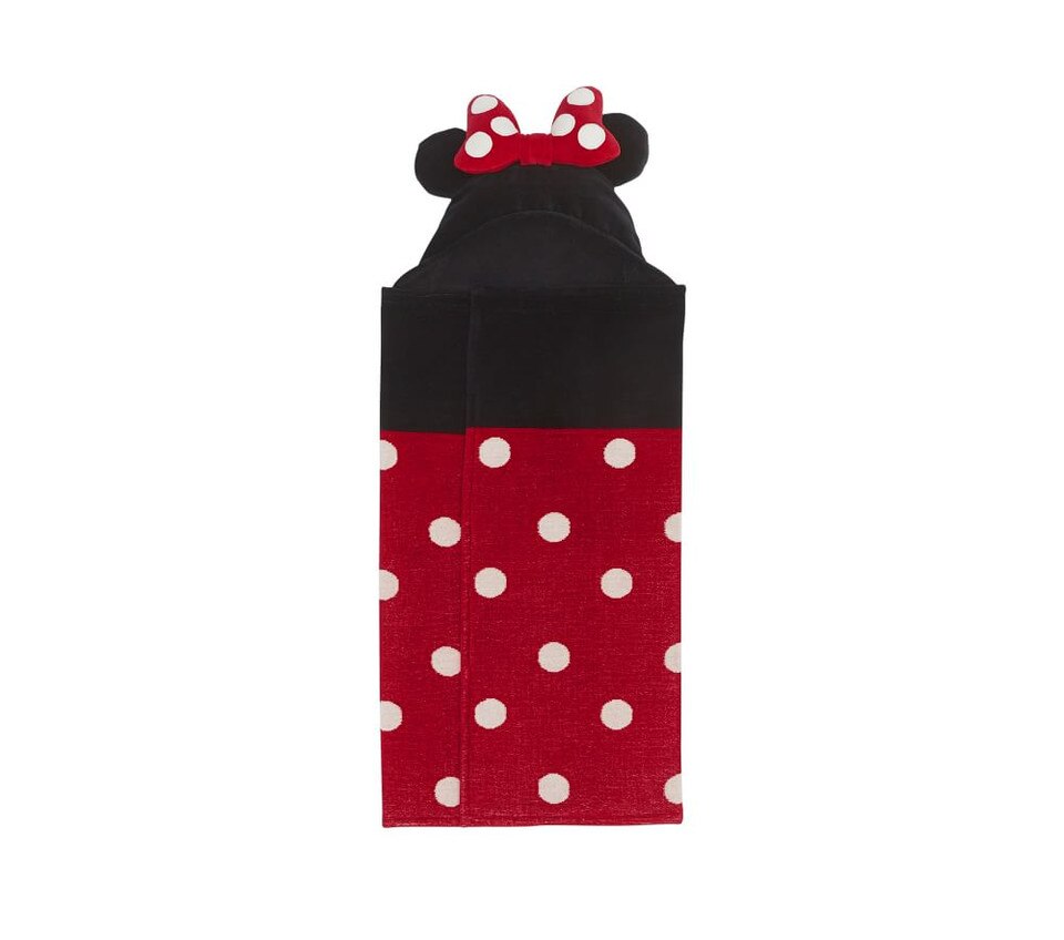 Disney Minnie Mouse Baby Hooded Towel, Black/Red