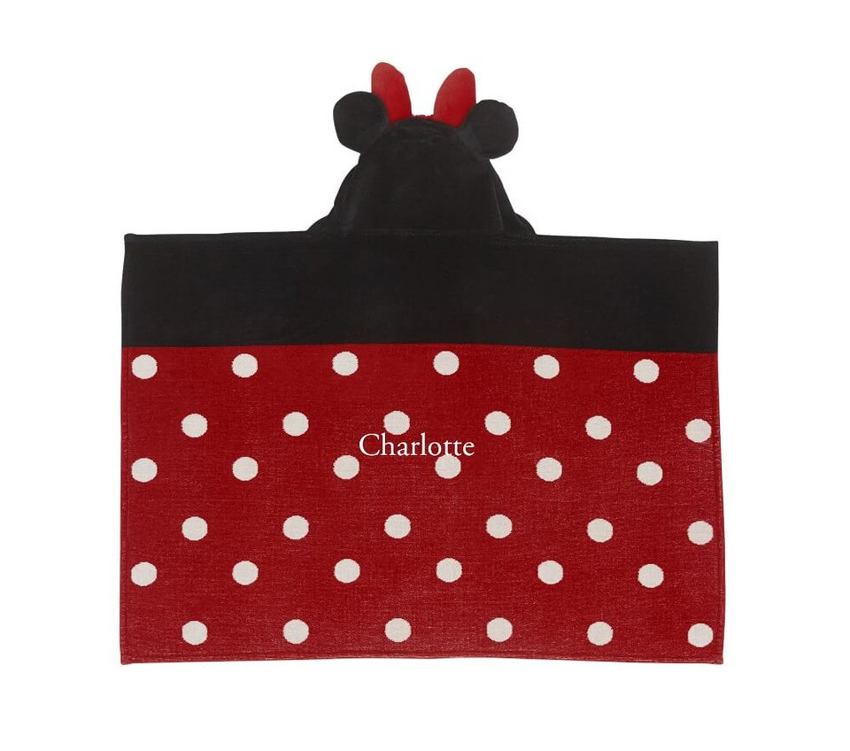 Disney Minnie Mouse Baby Hooded Towel, Black/Red