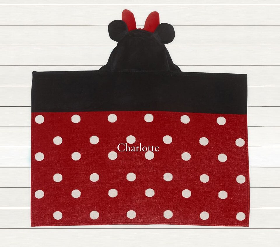 Disney Minnie Mouse Baby Hooded Towel, Black/Red
