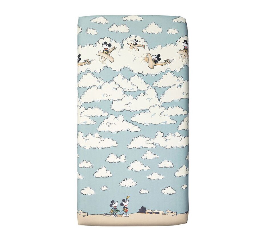 Disney Home x Sanderson Mickey Mouse Clouds Picture-Perfect Organic Cot Fitted Sheet