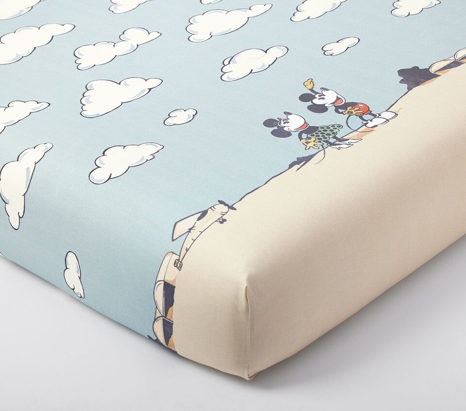 Disney Home x Sanderson Mickey Mouse Clouds Picture-Perfect Organic Cot Fitted Sheet