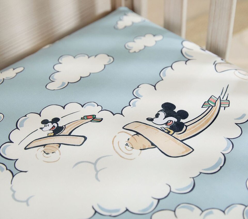 Disney Home x Sanderson Mickey Mouse Clouds Picture-Perfect Organic Cot Fitted Sheet