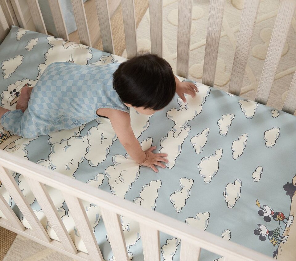 Disney Home x Sanderson Mickey Mouse Clouds Picture-Perfect Organic Cot Fitted Sheet