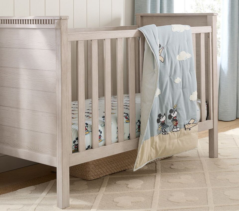 Disney Home x Sanderson Mickey Mouse Stripe Organic Cot Fitted Sheet
