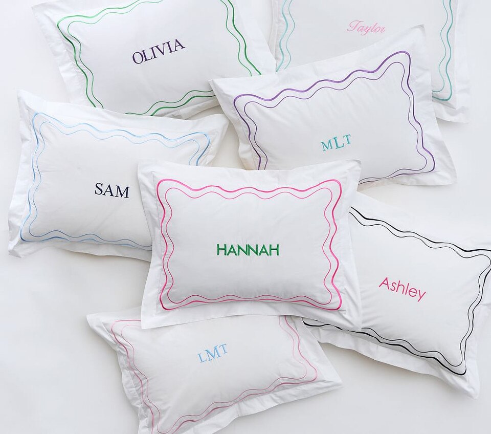 Embroidered Scalloped Organic Duvet Cover & Pillowcases