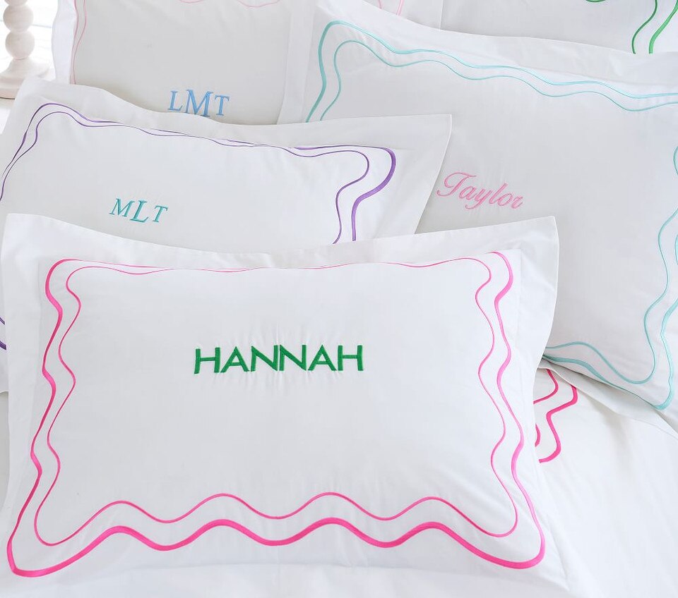 Embroidered Scalloped Organic Duvet Cover & Pillowcases