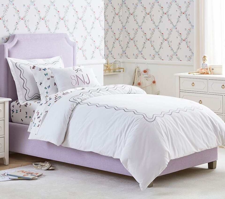 Embroidered Scalloped Organic Duvet Cover & Pillowcases