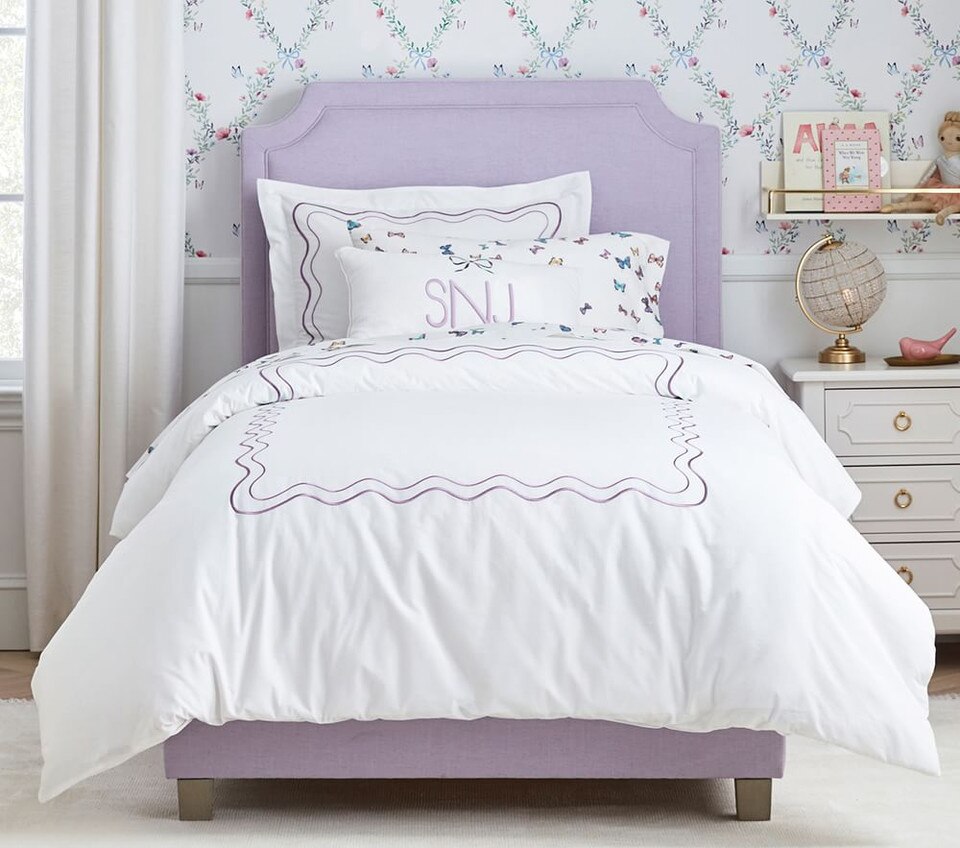 Embroidered Scalloped Organic Duvet Cover & Pillowcases
