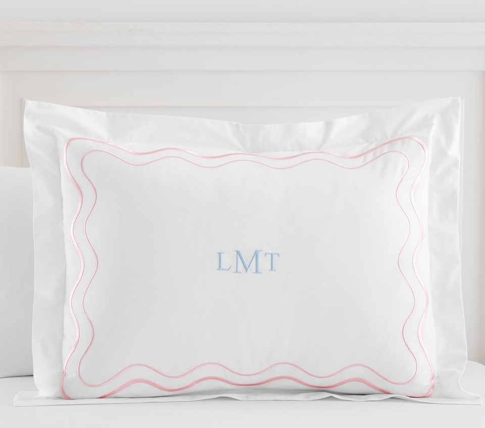 Embroidered Scalloped Organic Duvet Cover & Pillowcases