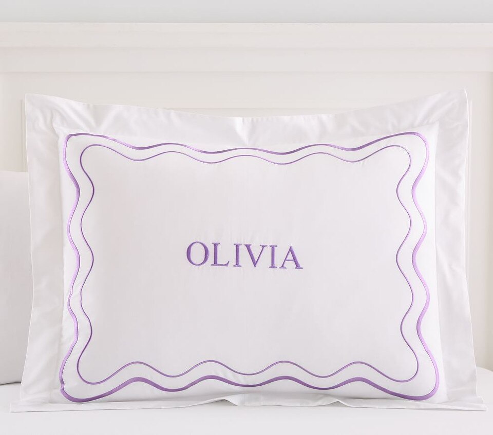 Embroidered Scalloped Organic Duvet Cover & Pillowcases
