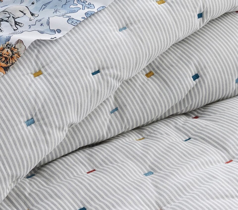 Embroidered Stripe Lightweight Bedspread & Pillowcases