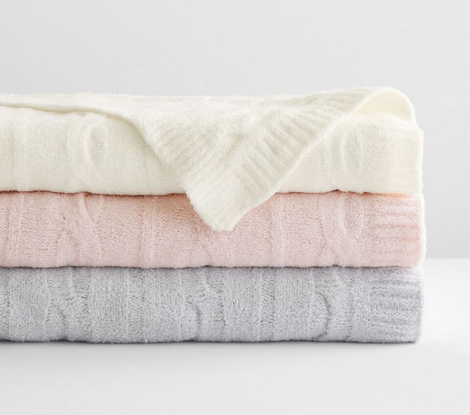 Fuzzy Luxe Cable Knit Baby Blanket