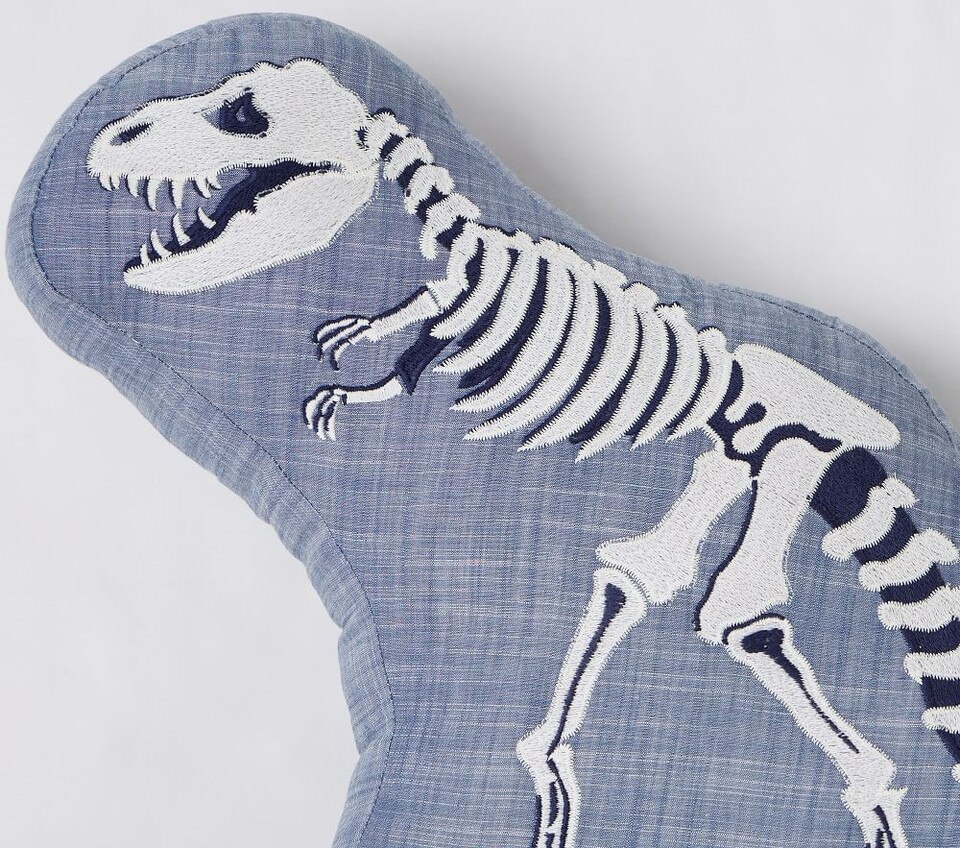 Glow-in-the-Dark Dino Bones Shaped Cushion
