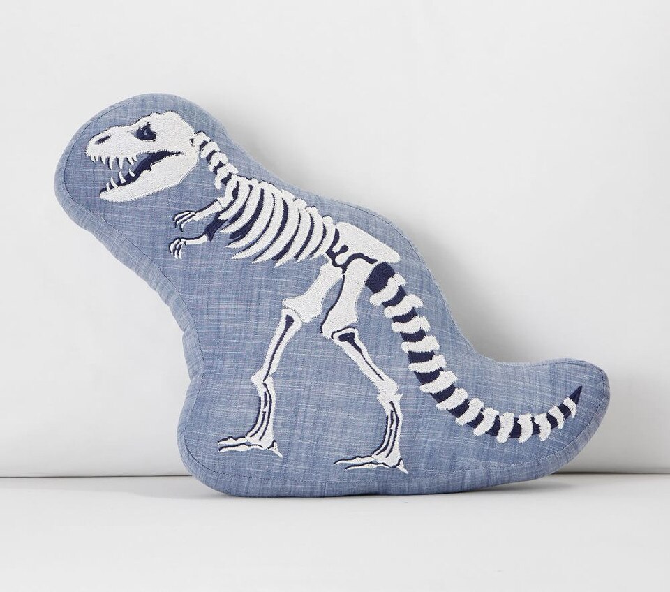 Glow-in-the-Dark Dino Bones Shaped Cushion