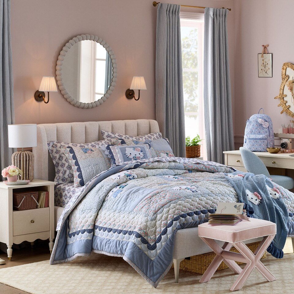 Hello Kitty® Chambray Patchwork Bedspread