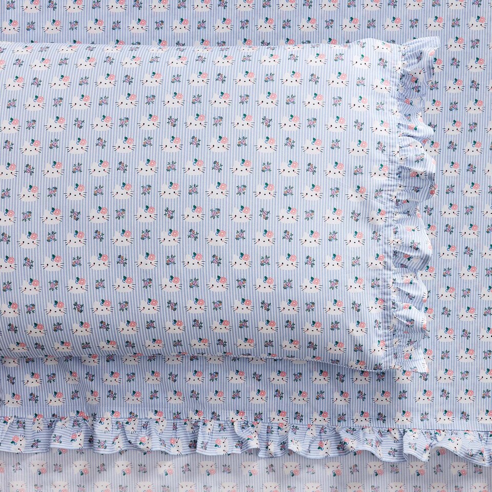 Hello Kitty® Chambray Stripe Organic Sheet Set