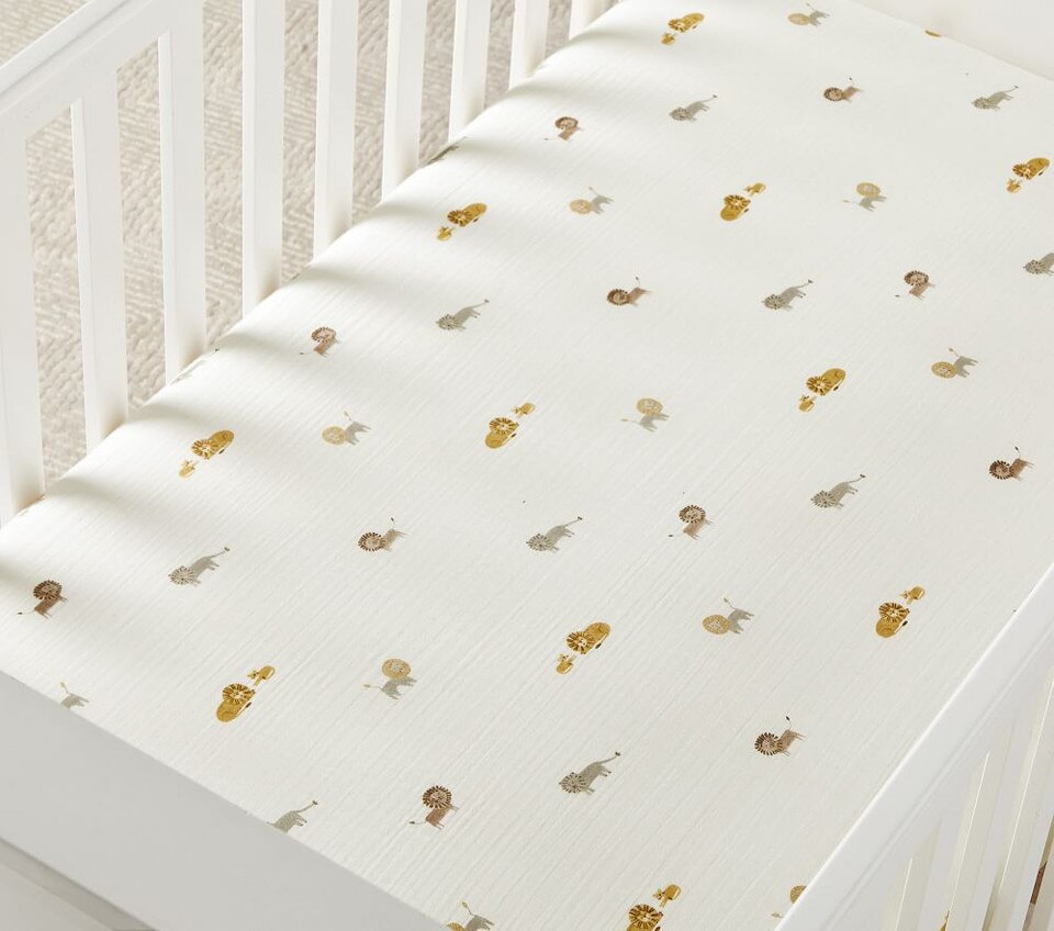 Lion Organic Muslin Cot Fitted Sheet