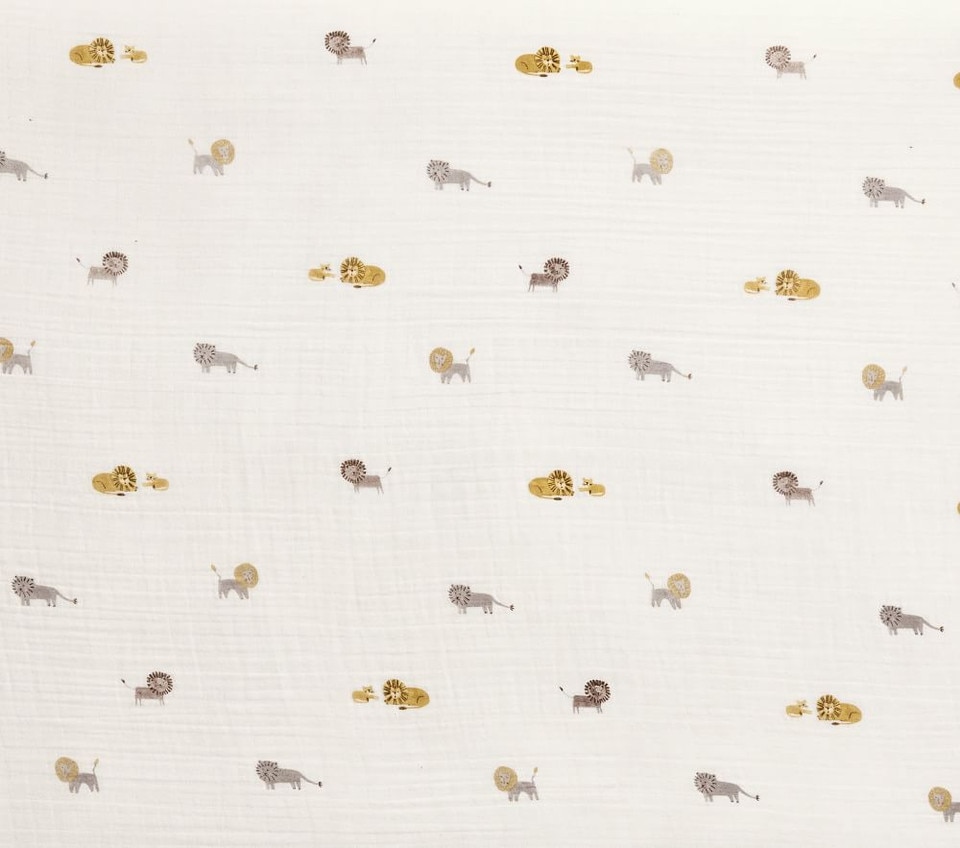Lion Organic Muslin Cot Fitted Sheet