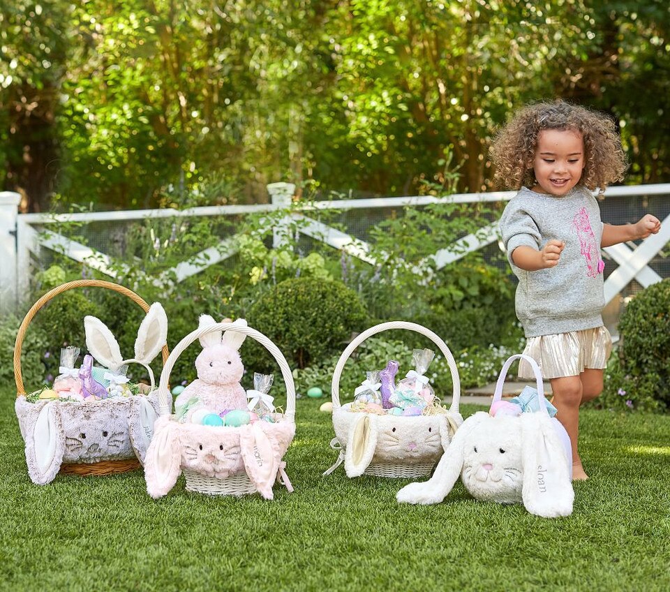Long Ear Fur Bunny Easter Basket Liners