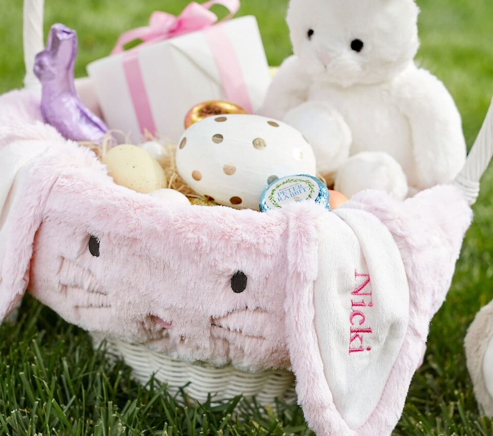Long Ear Fur Bunny Easter Basket Liners