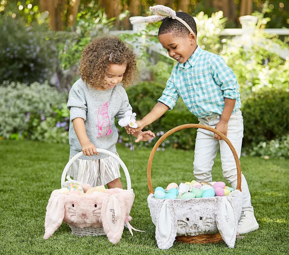 Long Ear Fur Bunny Easter Basket Liners