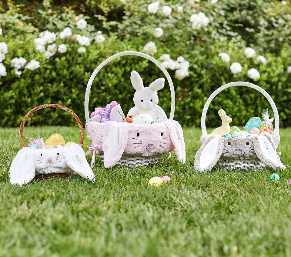 Long Ear Fur Bunny Easter Basket Liners