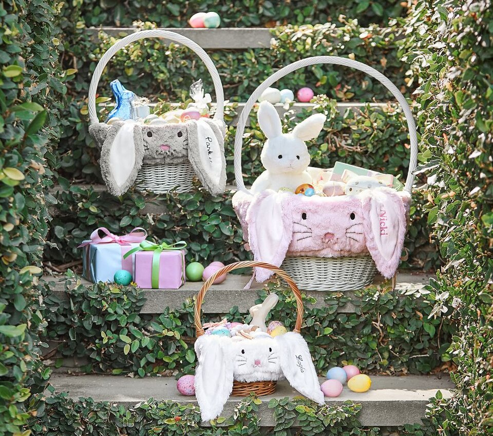 Long Ear Fur Bunny Easter Basket Liners