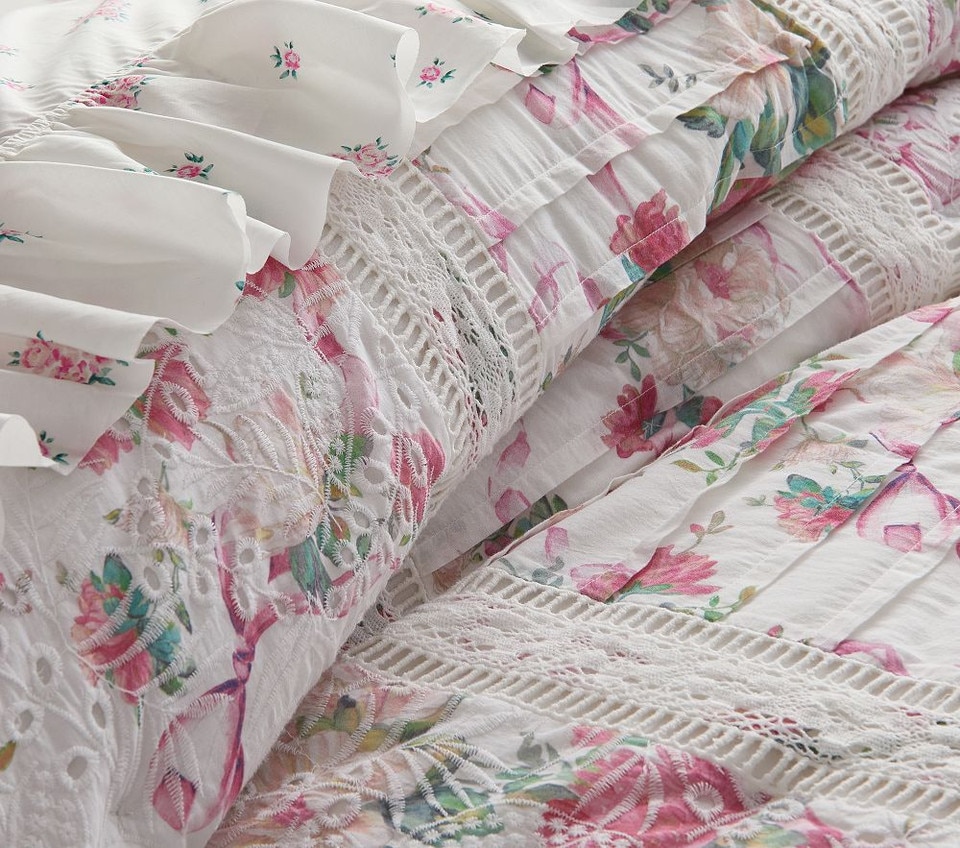 LoveShackFancy Cabbage Rose Bedspread & Pillowcases