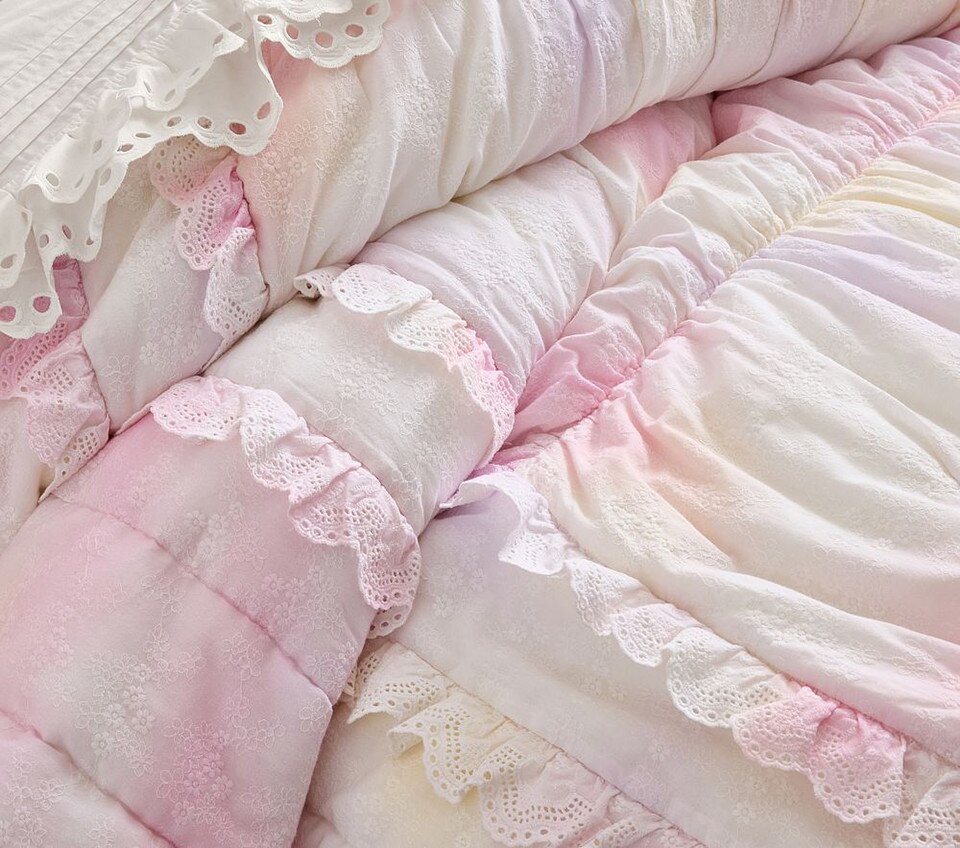 LoveShackFancy Rainbow Tie-Dye Bedspread & Pillowcases