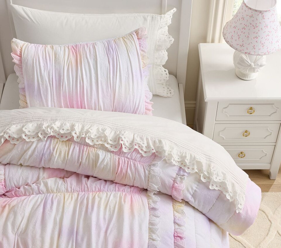 LoveShackFancy Rainbow Tie-Dye Bedspread & Pillowcases