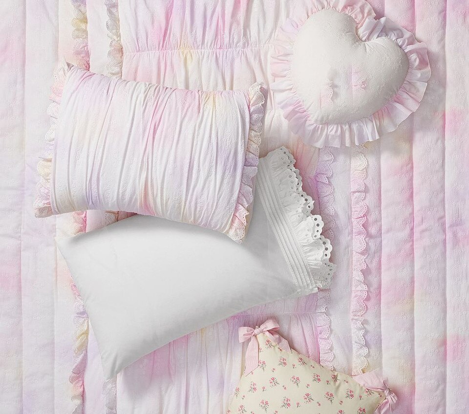 LoveShackFancy Rainbow Tie-Dye Bedspread & Pillowcases