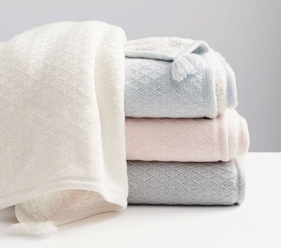 Luxe Cable Knit Sherpa Baby Blanket