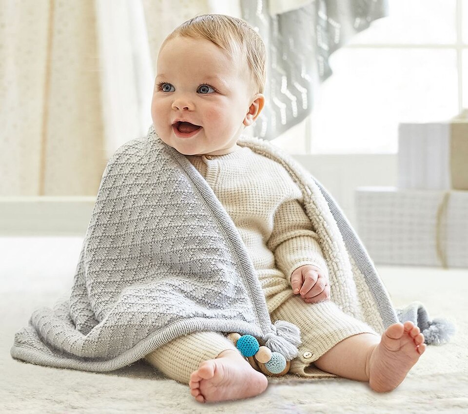 Luxe Cable Knit Sherpa Baby Blanket