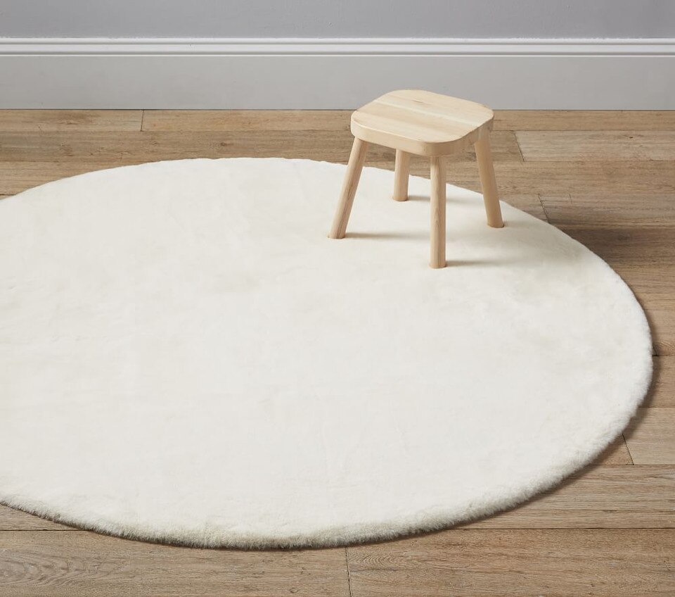 Machine Washable Fur Round Rug