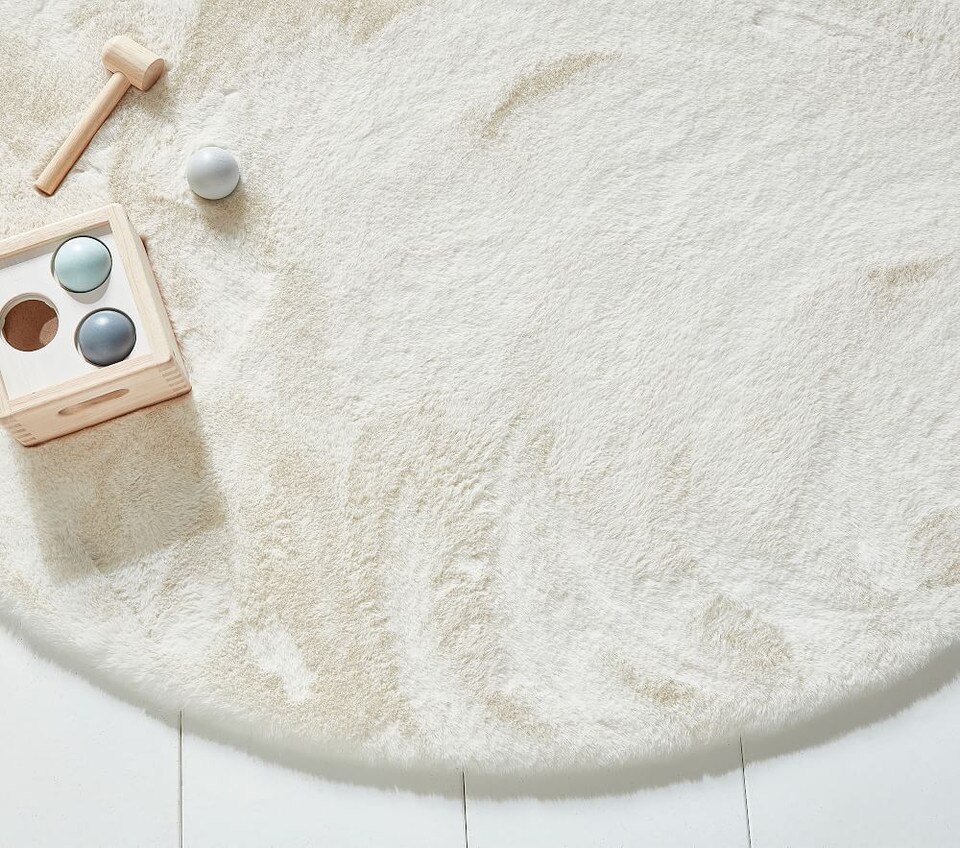 Machine Washable Fur Round Rug