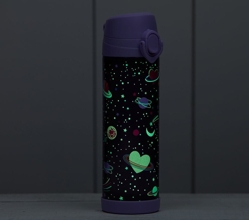 Mackenzie Rainbow Heart Galaxy Glow-in-the-Dark Water Bottles
