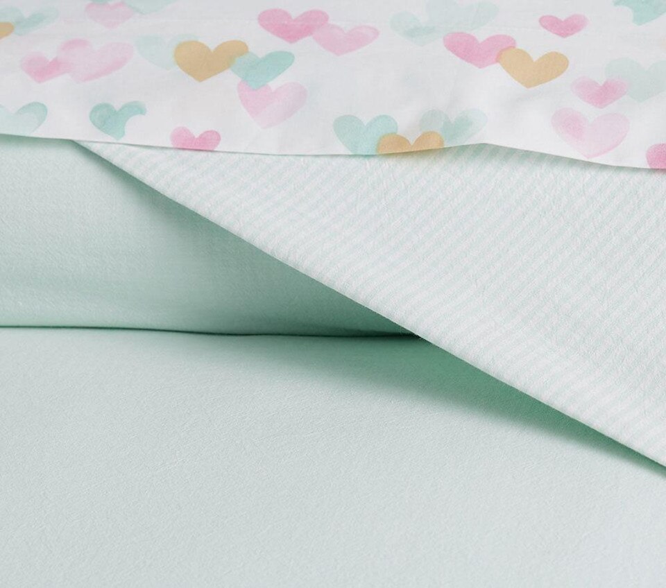 Organic Solid/Pinstripe Chambray Reversible Duvet Cover