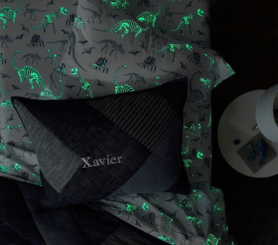 Organic Dino Bones Glow-in-the-Dark Sheet Set - Pillowcase, Standard
