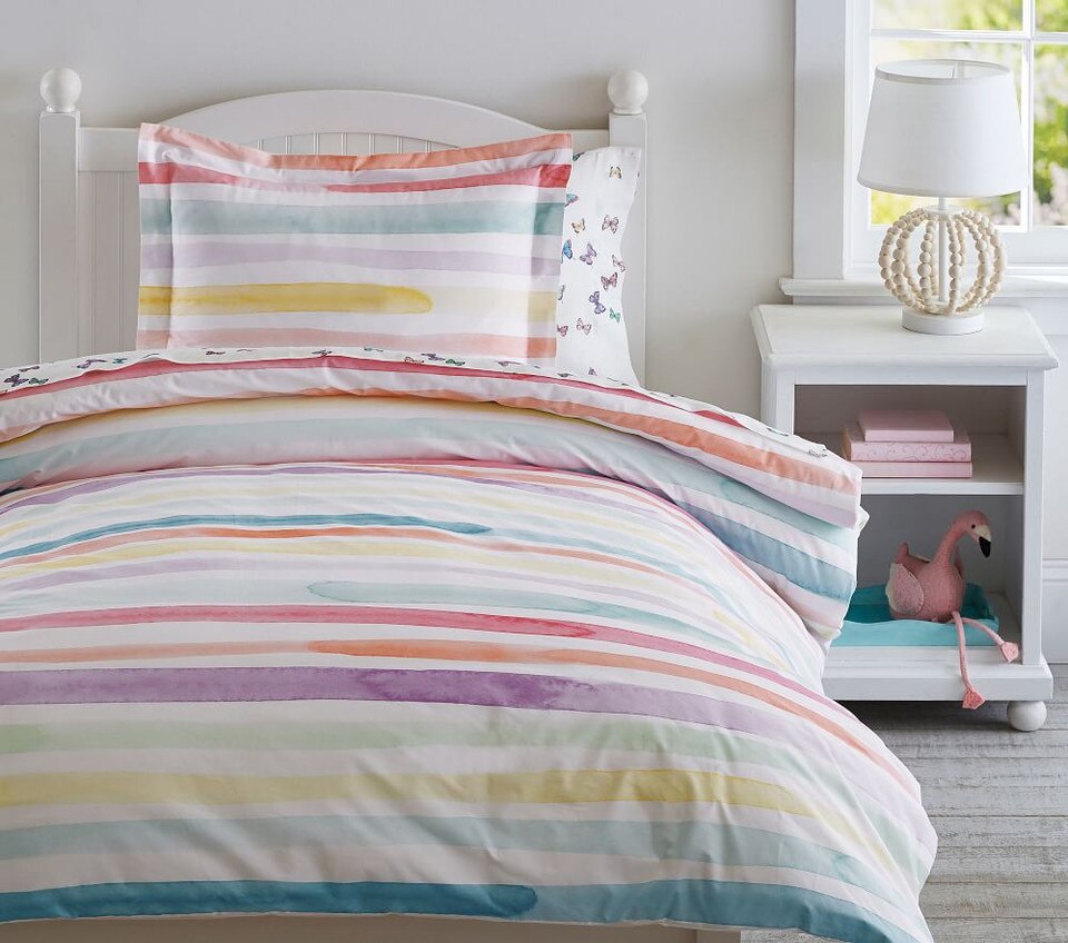 Organic Kayla Rainbow Stripe Duvet Cover