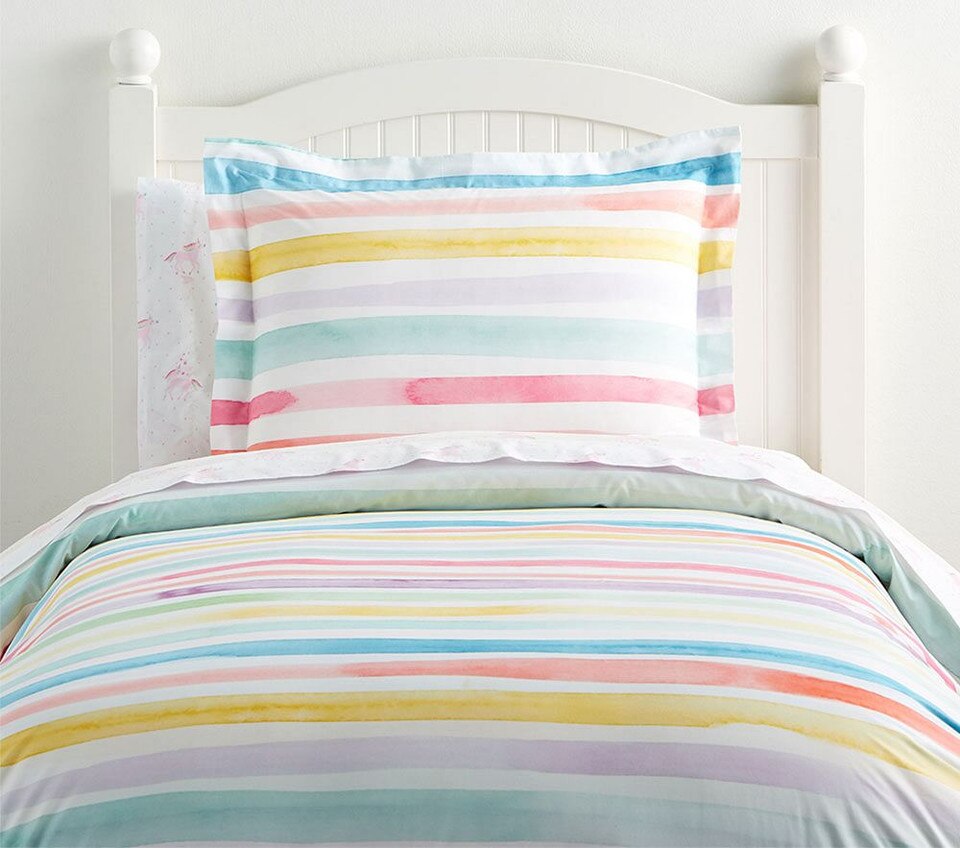 Organic Kayla Rainbow Stripe Duvet Cover
