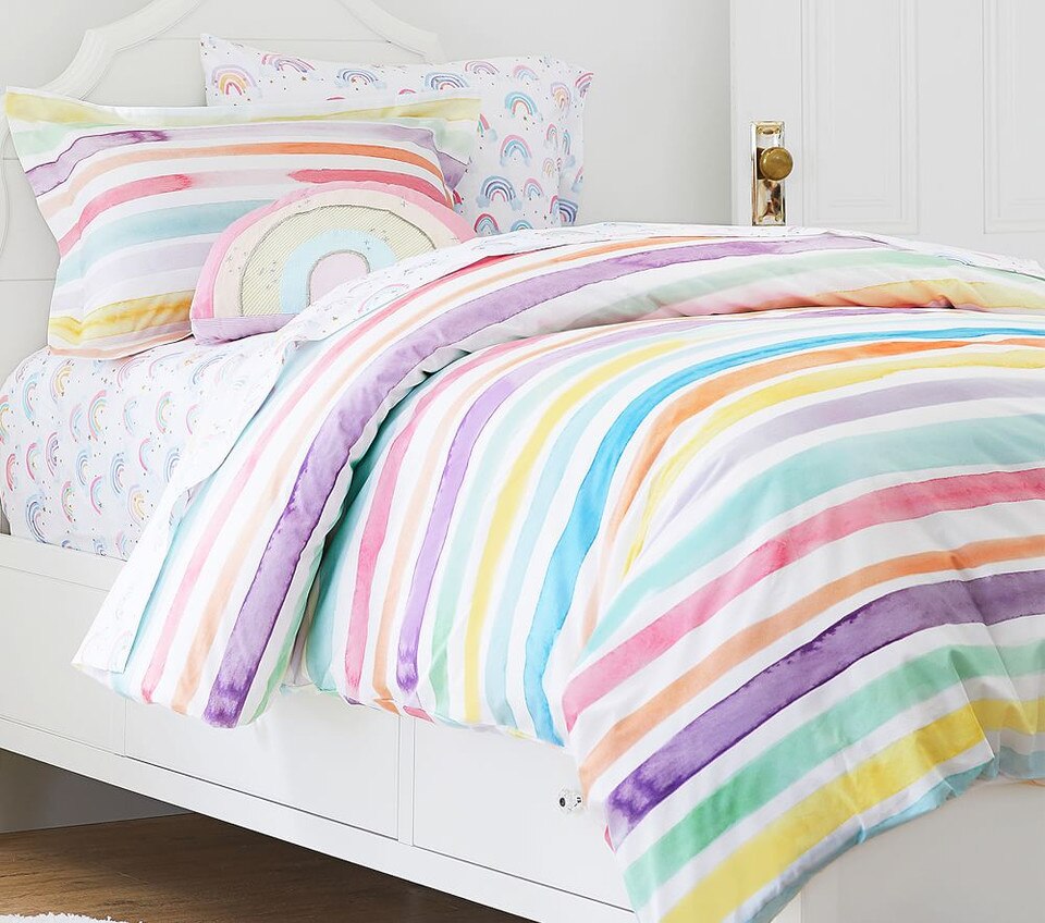 Organic Kayla Rainbow Stripe Duvet Cover